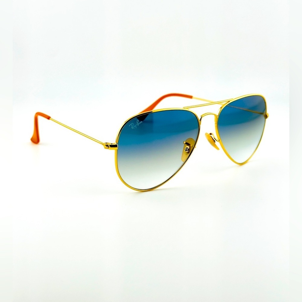 Ray-Ban Aviator Sunglasses RB3025 Blue Gradient Crystal Lens Gold Frame UNISEX! - Picture 6 of 15